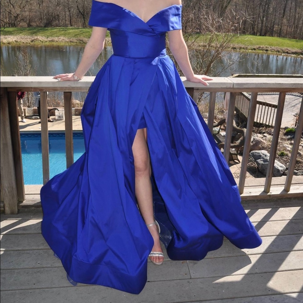 Tarik Ediz Royal Blue Formal Prom Dress size US 8